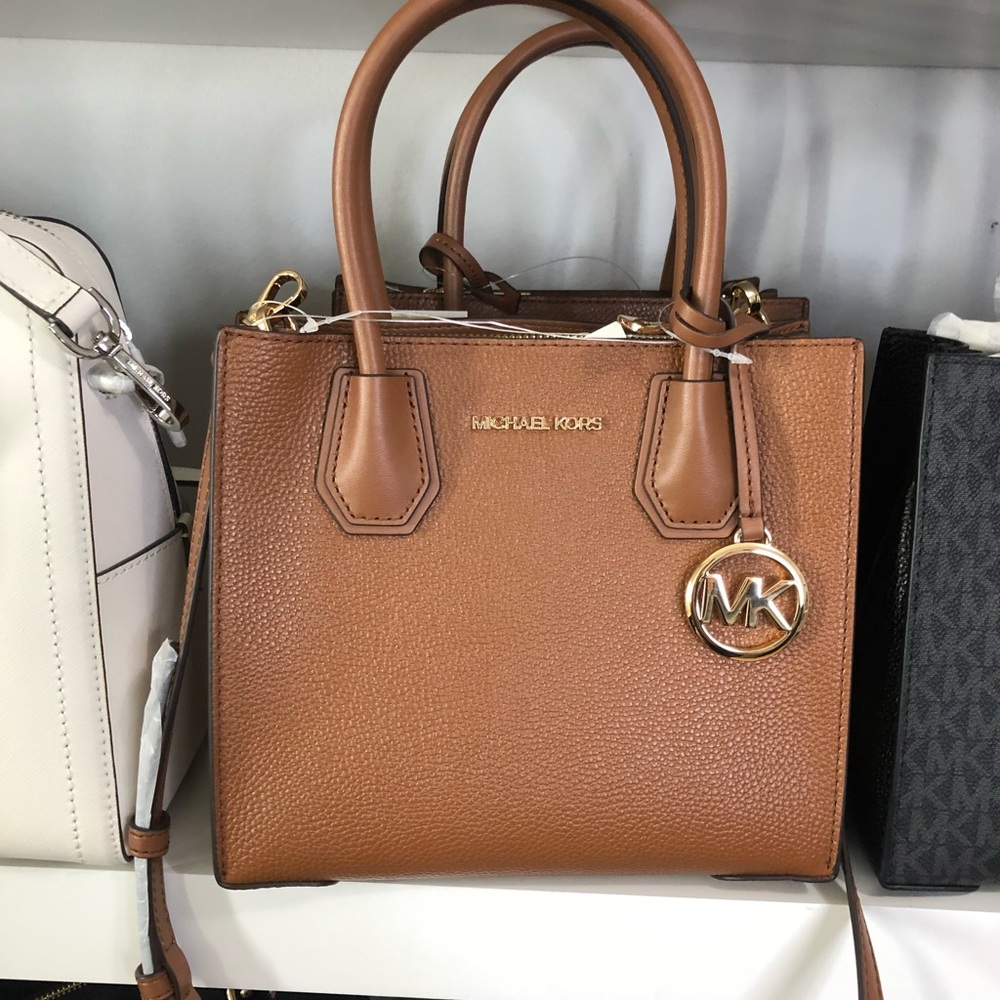 Michael Kors Brown Leather Satchel with Gold Hardware